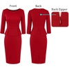 image:imageVFSHOW Womens Work Business Office Front Zipper Peplum Church Sheath DressRed