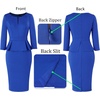 image:imageVFSHOW Womens Work Business Office Front Zipper Peplum Church Sheath DressRoyal Blue
