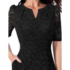 image:imageVFSHOW Womens Work Office Business Church Cocktail Pocket A Line Midi DressBlack Floral Lace