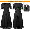 image:imageVFSHOW Womens Work Office Business Church Cocktail Pocket A Line Midi DressBlack Floral Lace