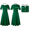 image:imageVFSHOW Womens Work Office Business Church Cocktail Pocket A Line Midi DressGreen