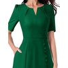 image:imageVFSHOW Womens Work Office Business Church Cocktail Pocket A Line Midi DressGreen