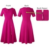 image:imageVFSHOW Womens Work Office Business Church Cocktail Pocket A Line Midi DressHot Pink
