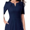image:imageVFSHOW Womens Work Office Business Church Cocktail Pocket A Line Midi DressNavy Blue