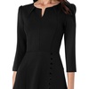 image:imageVFSHOW Womens Work Office Business Church Pockets Buttons A Line Midi DressBlack