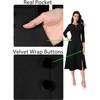 image:imageVFSHOW Womens Work Office Business Church Pockets Buttons A Line Midi DressBlack