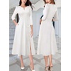 image:imageVFSHOW Womens Work Office Business Church Pockets Buttons A Line Midi DressOffwhite