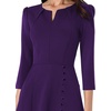 image:imageVFSHOW Womens Work Office Business Church Pockets Buttons A Line Midi DressPurple