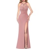 image:imageVFSHOW Womens Formal Halter Keyhole Back Prom Gala Maxi Dress Evening GownSparkly Dusty Pink