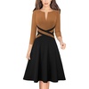 image:imageVFSHOW Womens Front Zipper Work Business Casual Office Church A Line DressBrown and Black