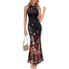 image:imageVFSHOW Womens Halter Neck Cocktail Wedding Guest Bodycon Evening Long DressBlack and Multi Floral Printc