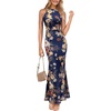 Navy Blue and Multi Floral Print
