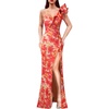 image:imageVFSHOW Womens Ruffle One Shoulder Formal Prom Gala Maxi Dress Evening GownOrange Floral Print
