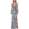Silver Grey Velvet Blue Floral