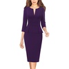image:imageVFSHOW Womens Work Business Office Front Zipper Peplum Church Sheath DressPurple