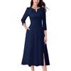 image:imageVFSHOW Womens Work Office Business Church Pockets Buttons A Line Midi DressDark Blue