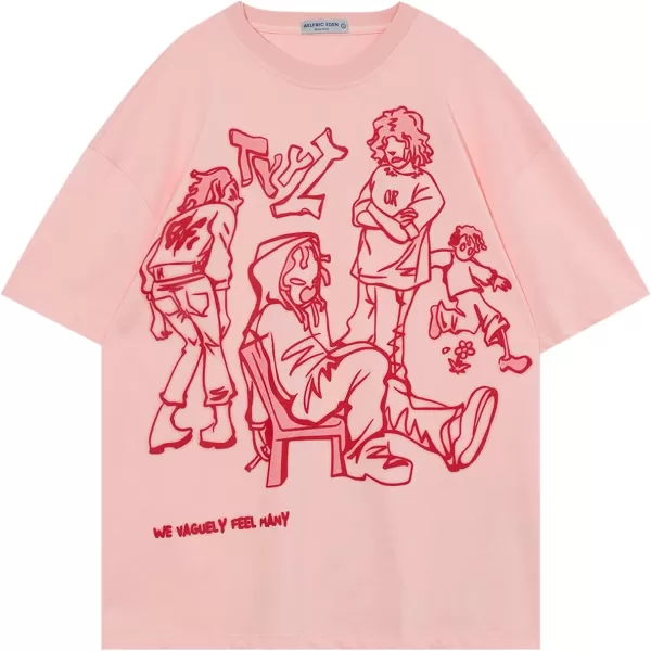 Aelfric Eden Graphic Tees Y2k Cartoon Printed Womens Oversized T Shirt Vintage Tees Men Unisex Aesthetic Streetwear Shirts9pink