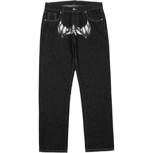 Aelfric Eden Mens Patchwork Jeans Women High Waisted Vintage Straight Trousers Streetwear Jeans20black