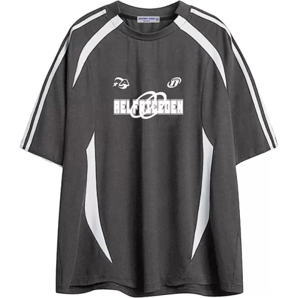 Aelfric Eden Oversized T Shirt Men 90s Shirt Unisex Streetwear Contrast Color Graphic Tees Casual Vintage Summer TopsA01darkgrey