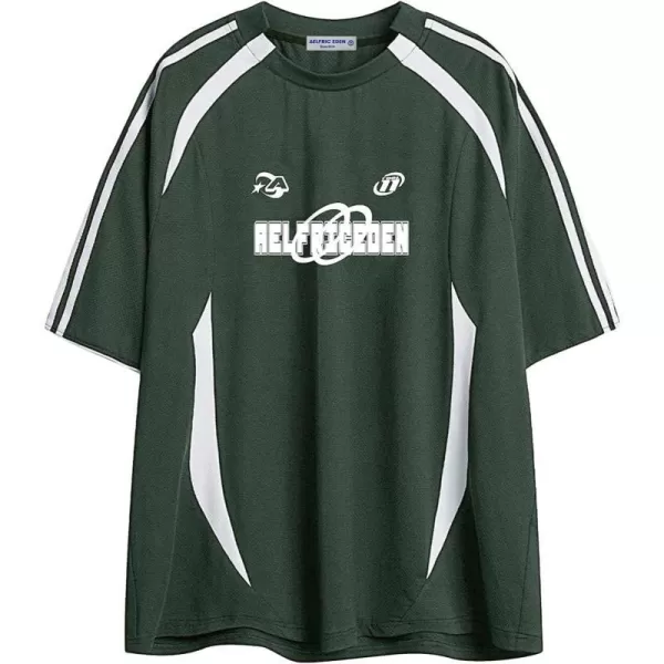 Aelfric Eden Oversized T Shirt Men 90s Shirt Unisex Streetwear Contrast Color Graphic Tees Casual Vintage Summer TopsA01olivegreen