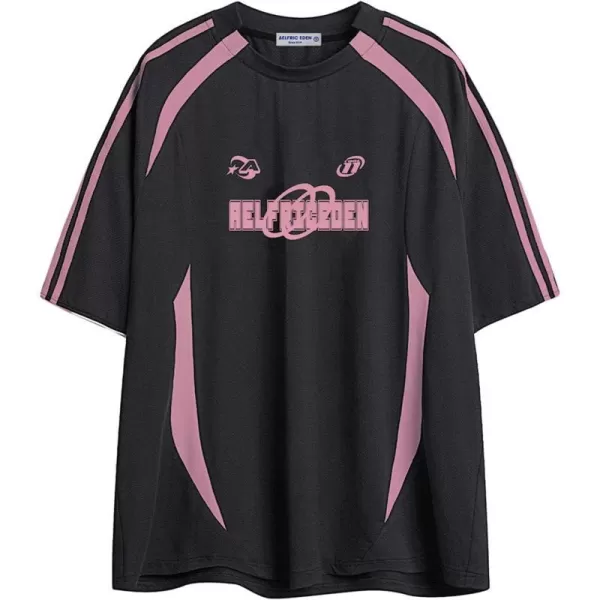 Aelfric Eden Oversized T Shirt Men 90s Shirt Unisex Streetwear Contrast Color Graphic Tees Casual Vintage Summer TopsA01pinkblack