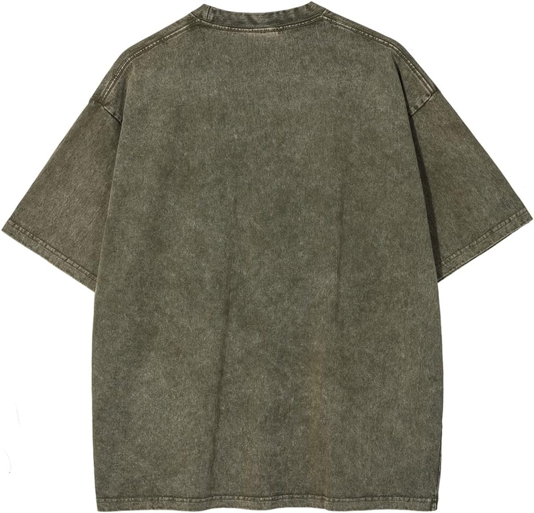 Aelfric Eden Mens Solid Tee 90s Vintage Oversized Shirts Streetwear Short Sleeve Casual Tops20greygreen