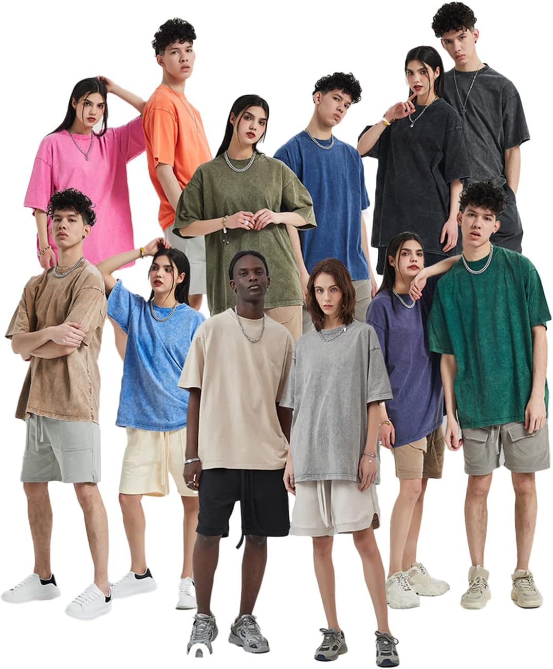 Aelfric Eden Mens Solid Tee 90s Vintage Oversized Shirts Streetwear Short Sleeve Casual Tops20greygreen