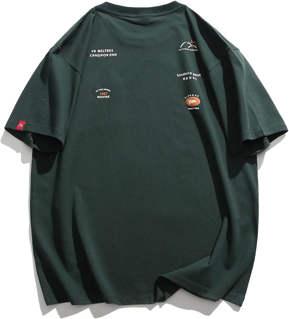 Aelfric Eden Mens Solid Tee 90s Vintage Oversized Shirts Streetwear Short Sleeve Casual Tops26dark Green