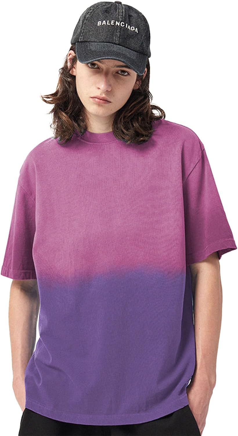 Aelfric Eden Mens Solid Tee 90s Vintage Oversized Shirts Streetwear Short Sleeve Casual TopsA5gradient Purple