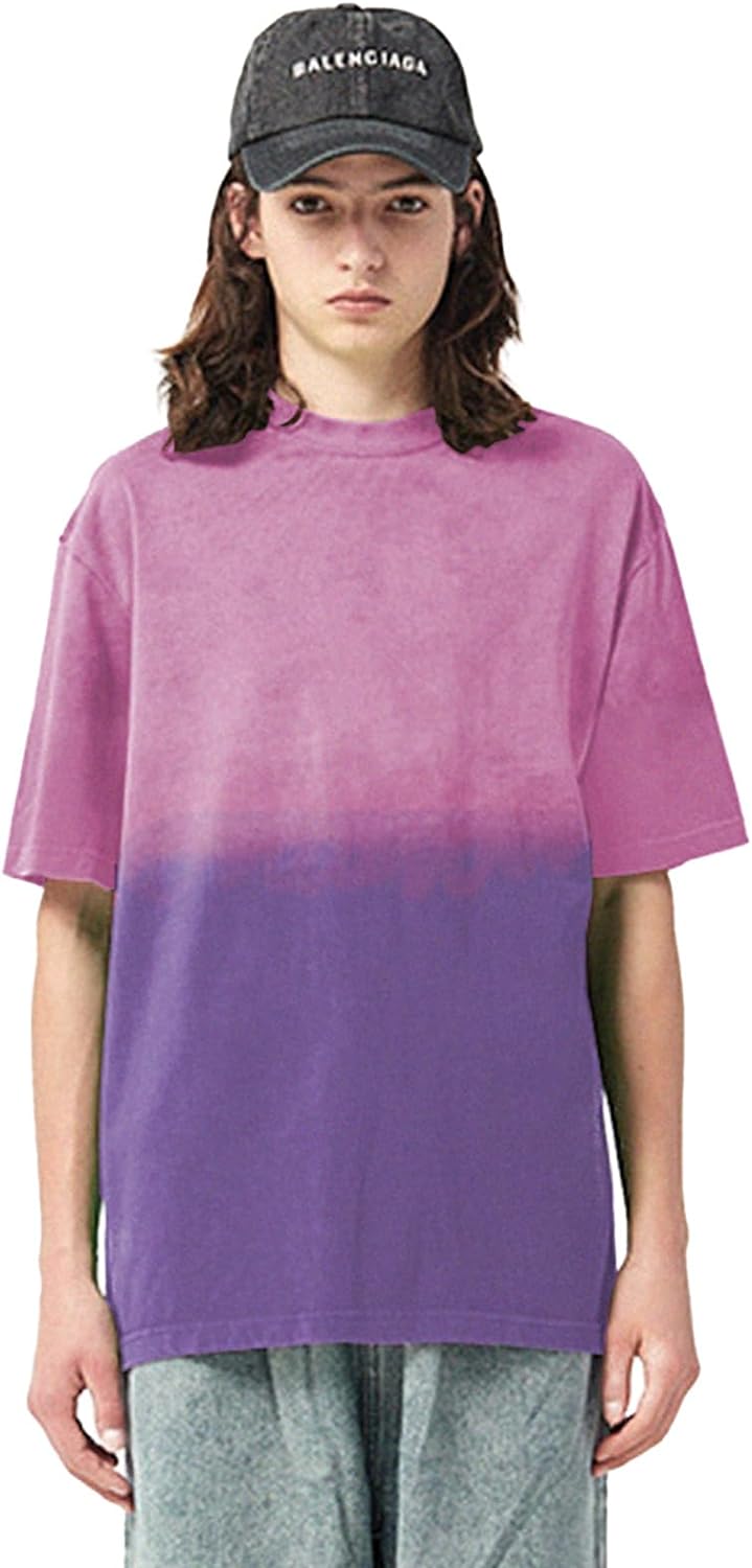 Aelfric Eden Mens Solid Tee 90s Vintage Oversized Shirts Streetwear Short Sleeve Casual TopsA5gradient Purple