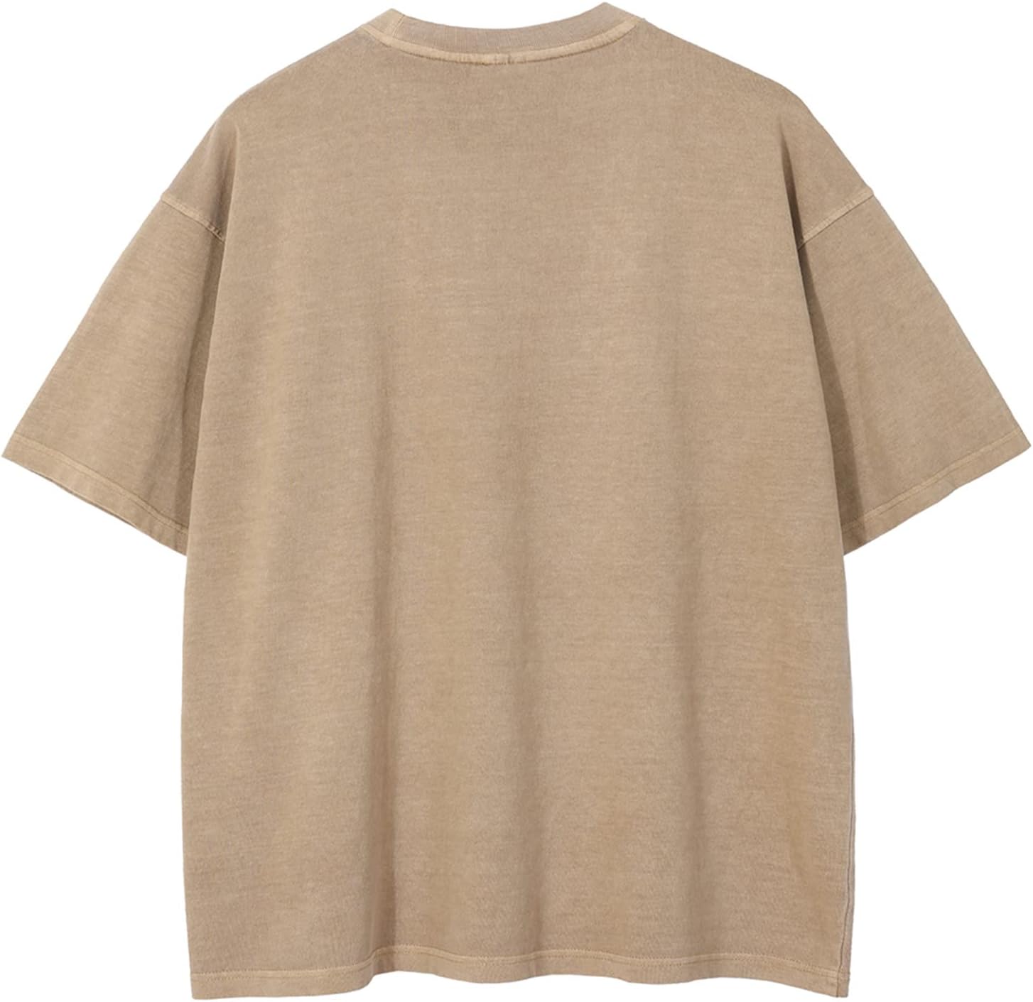 Aelfric Eden Mens Solid Tee 90s Vintage Oversized Shirts Streetwear Short Sleeve Casual TopsB6camel