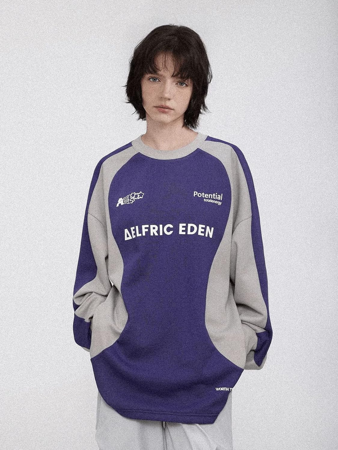 Aelfric Eden Oversized Crewneck Sweatshirts for Men Vintage Graphic Pullover Loose Fit Streetwear Long Sleeve TopBpurple