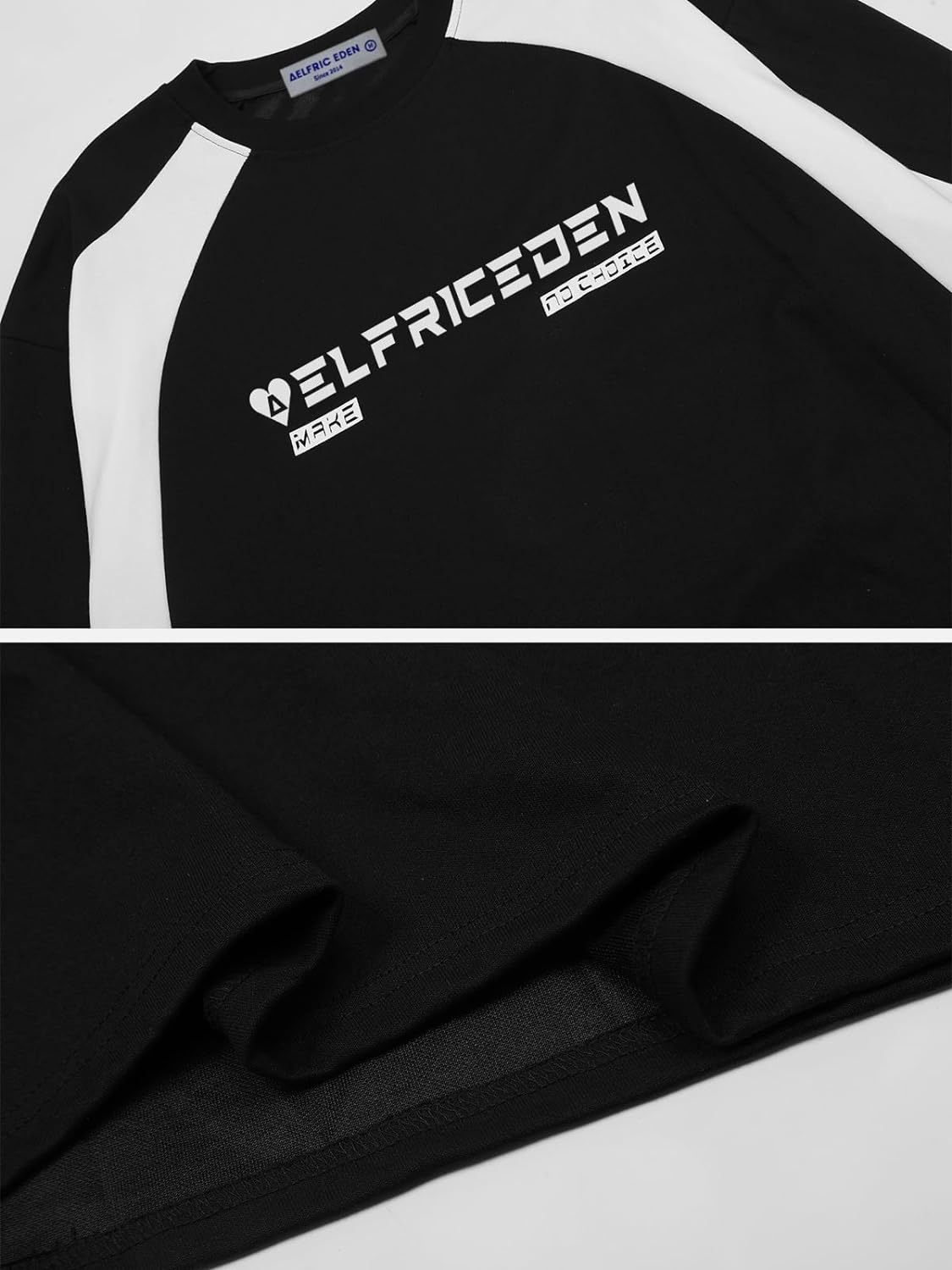 Aelfric Eden Oversized Crewneck Sweatshirts for Men Vintage Graphic Pullover Loose Fit Streetwear Long Sleeve TopD04patchworkampblack
