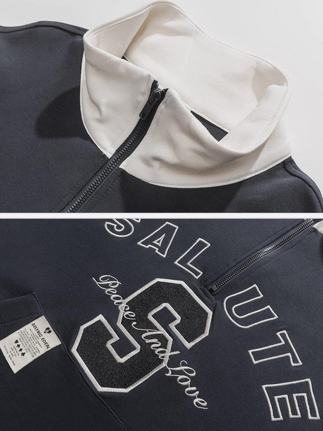 Aelfric Eden Oversized Crewneck Sweatshirts for Men Vintage Graphic Pullover Loose Fit Streetwear Long Sleeve TopE03navy Blue