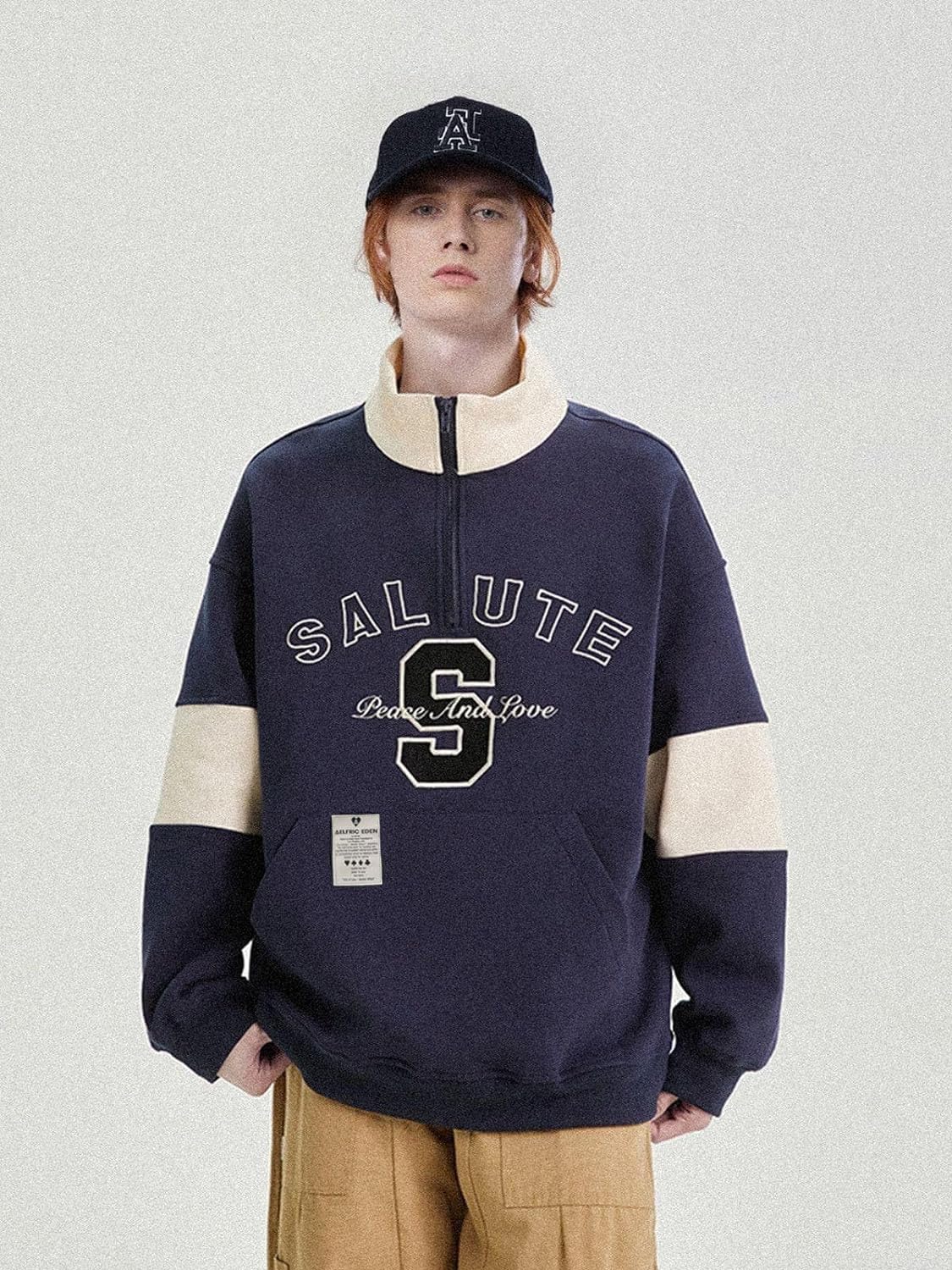 Aelfric Eden Oversized Crewneck Sweatshirts for Men Vintage Graphic Pullover Loose Fit Streetwear Long Sleeve TopE03navy Blue