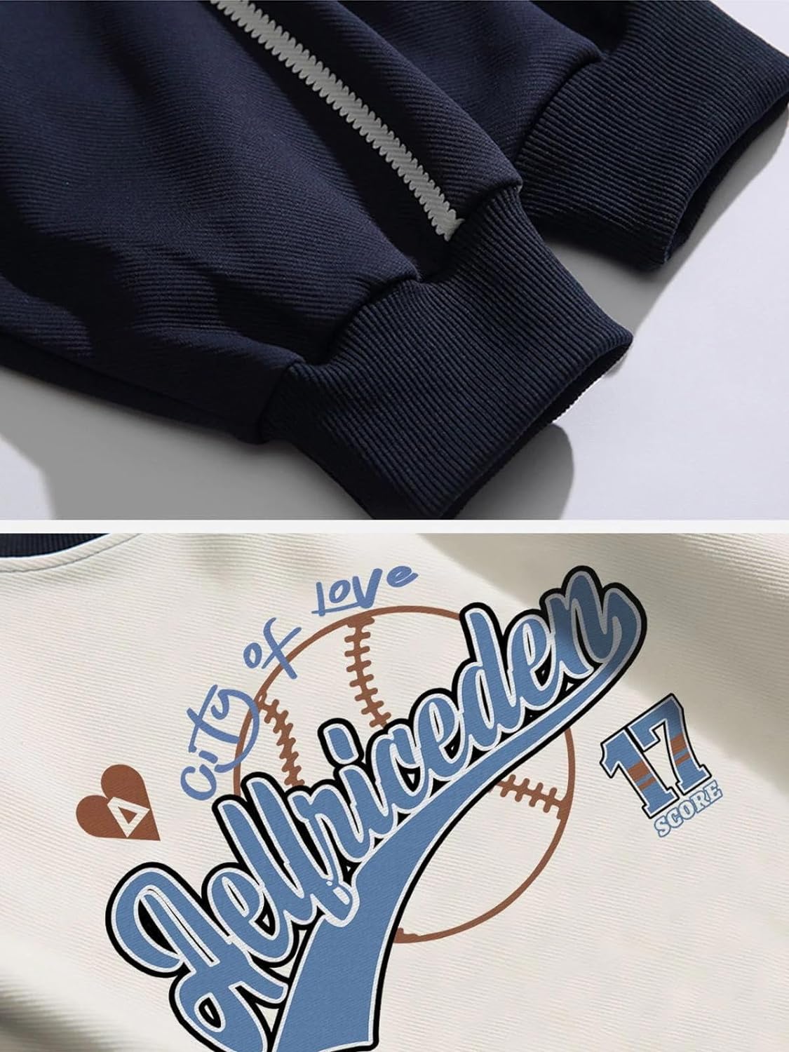 Aelfric Eden Oversized Crewneck Sweatshirts for Men Vintage Graphic Pullover Loose Fit Streetwear Long Sleeve TopF02side Stripe amp Whiteblue