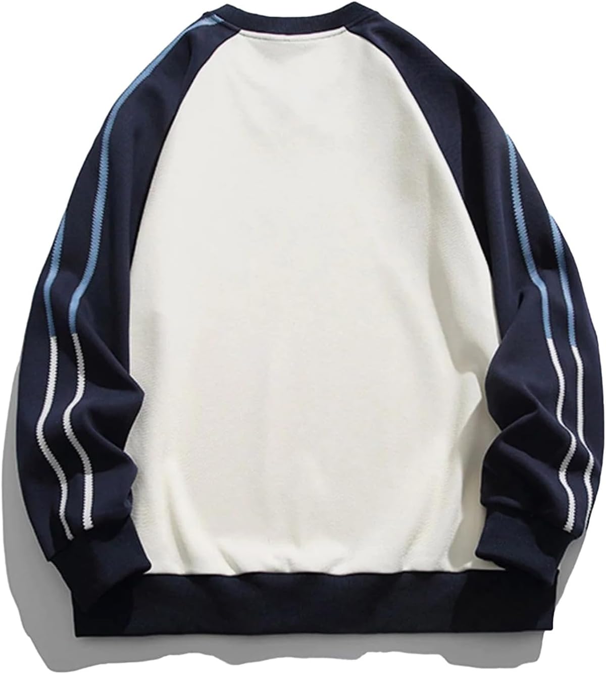 Aelfric Eden Oversized Crewneck Sweatshirts for Men Vintage Graphic Pullover Loose Fit Streetwear Long Sleeve TopF02side Stripe amp Whiteblue