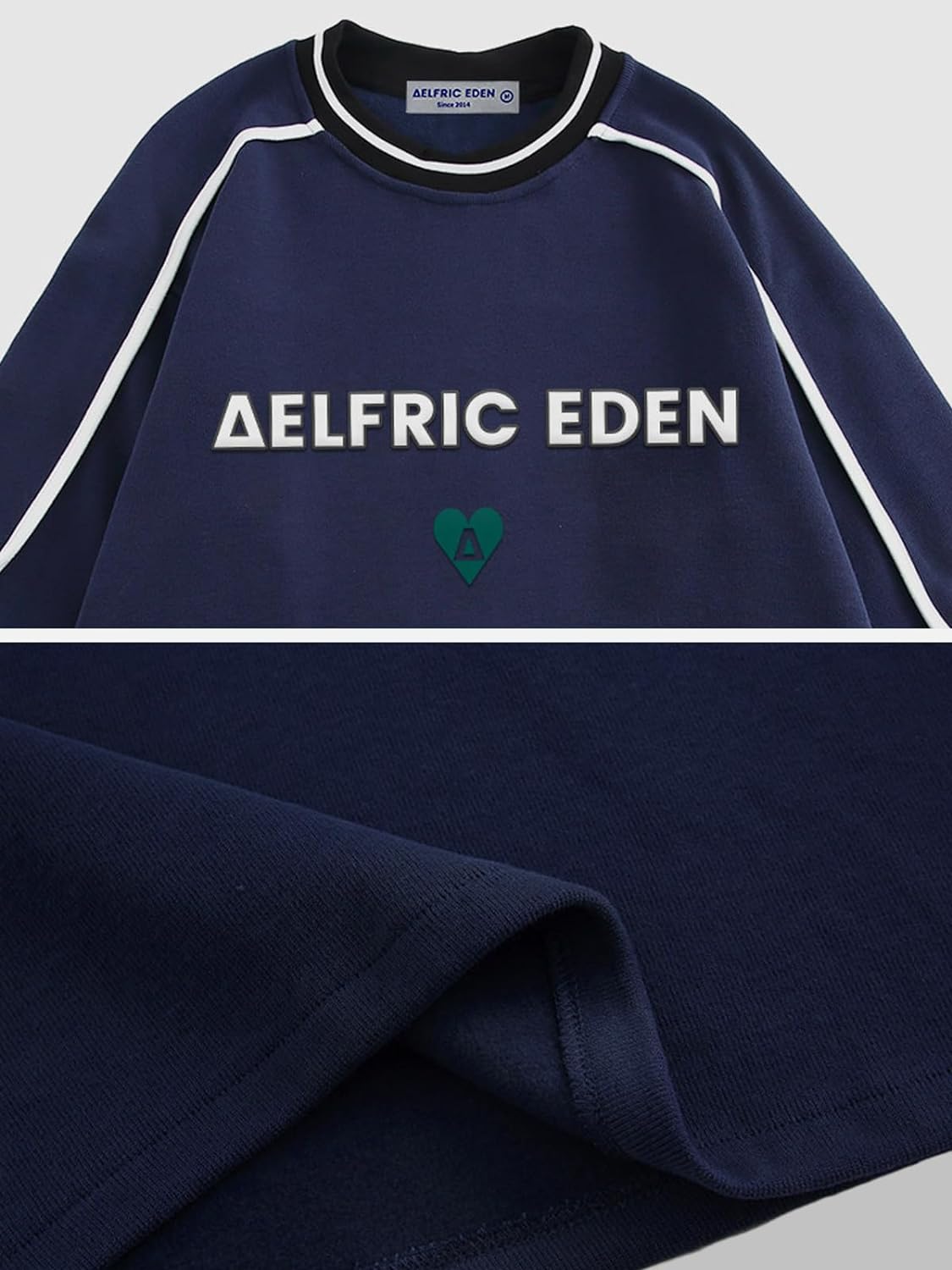 Aelfric Eden Oversized Crewneck Sweatshirts for Men Vintage Graphic Pullover Loose Fit Streetwear Long Sleeve TopFblue