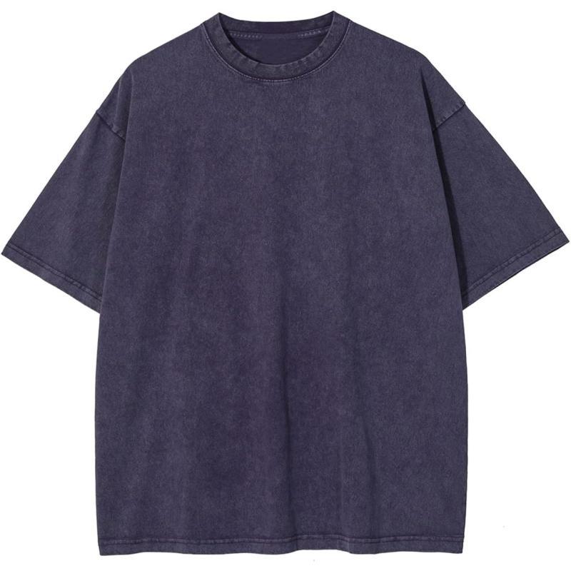 Aelfric Eden Mens Solid Tee 90s Vintage Oversized Shirts Streetwear Short Sleeve Casual Tops20dark Purple