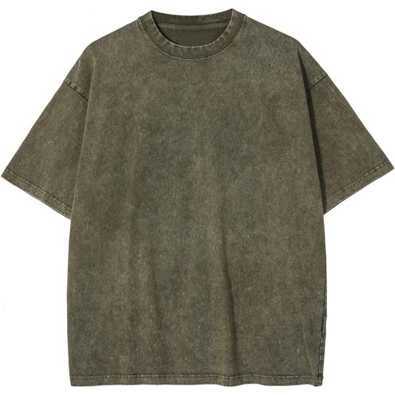 Aelfric Eden Mens Solid Tee 90s Vintage Oversized Shirts Streetwear Short Sleeve Casual Tops20greygreen