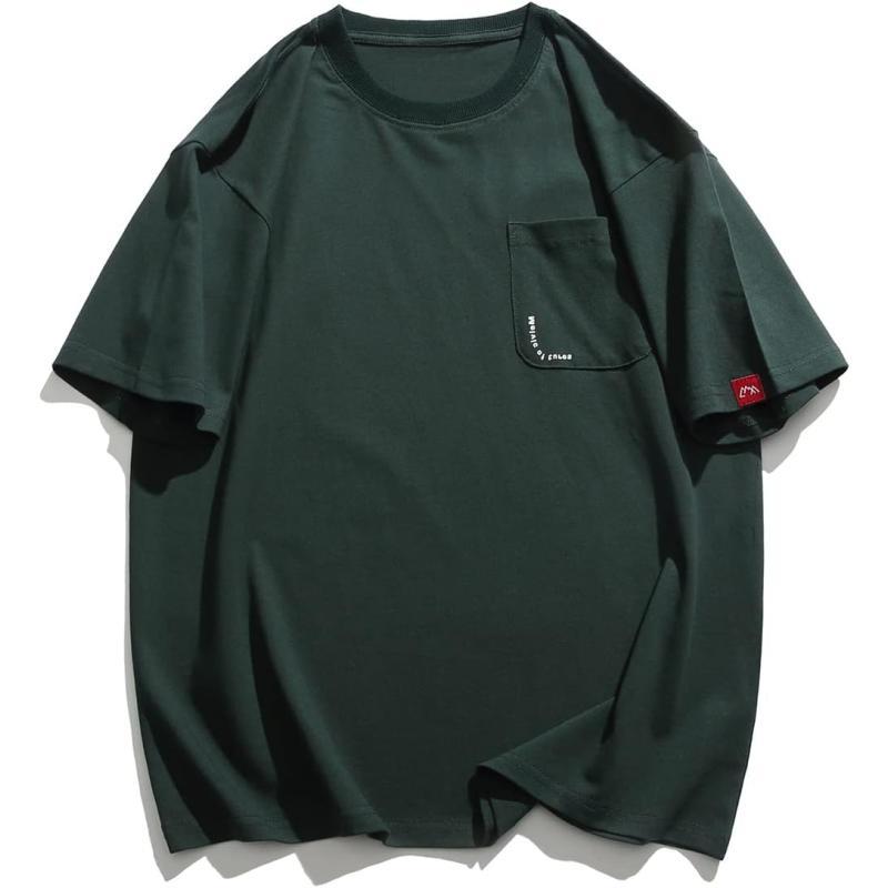 Aelfric Eden Mens Solid Tee 90s Vintage Oversized Shirts Streetwear Short Sleeve Casual Tops26dark Green