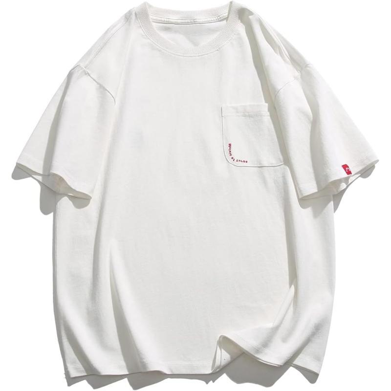 Aelfric Eden Mens Solid Tee 90s Vintage Oversized Shirts Streetwear Short Sleeve Casual Tops26white
