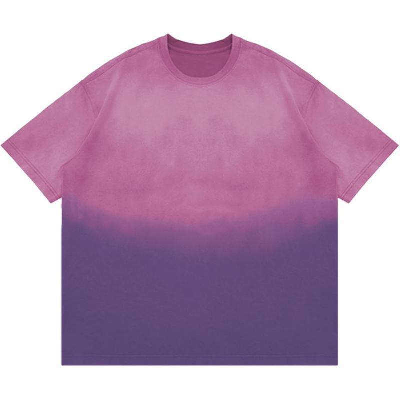 Aelfric Eden Mens Solid Tee 90s Vintage Oversized Shirts Streetwear Short Sleeve Casual TopsA5gradient Purple