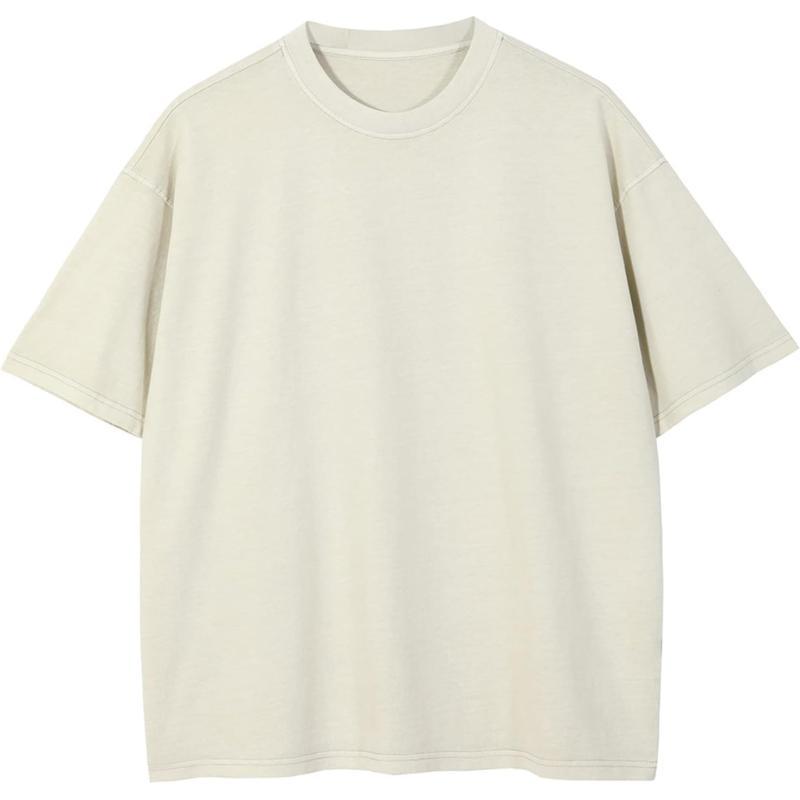Aelfric Eden Mens Solid Tee 90s Vintage Oversized Shirts Streetwear Short Sleeve Casual TopsB6apricot