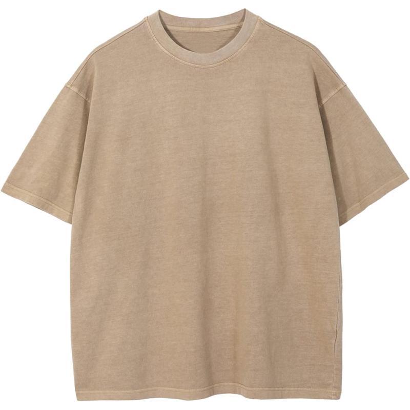 Aelfric Eden Mens Solid Tee 90s Vintage Oversized Shirts Streetwear Short Sleeve Casual TopsB6camel