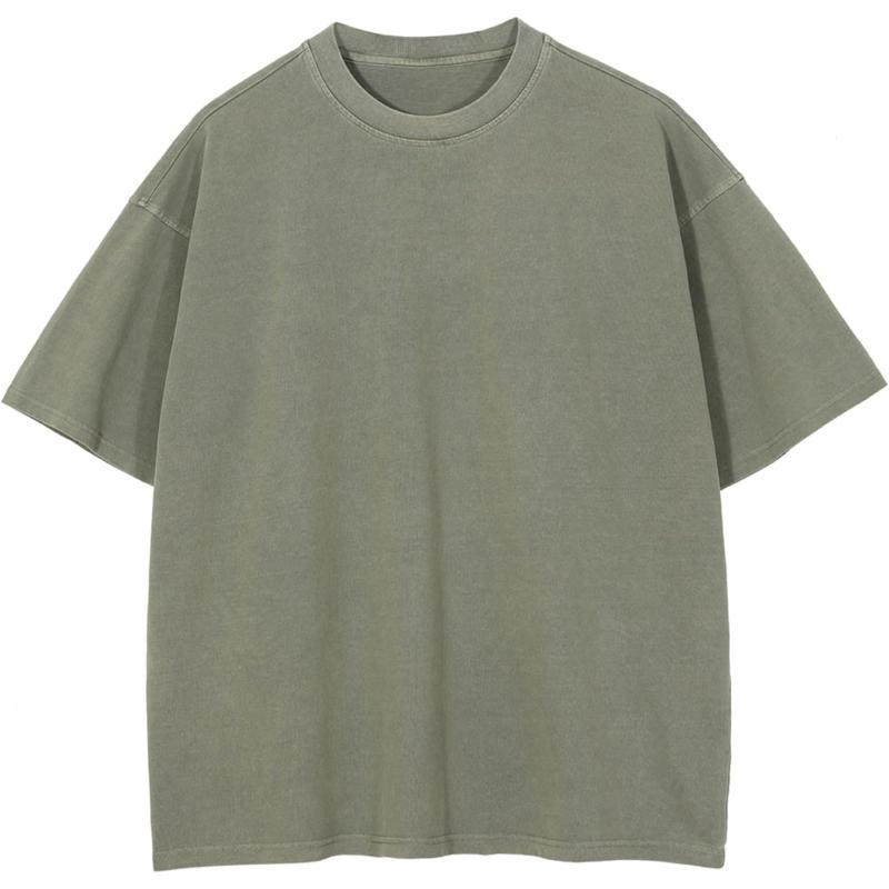 Aelfric Eden Mens Solid Tee 90s Vintage Oversized Shirts Streetwear Short Sleeve Casual TopsB6greygreen