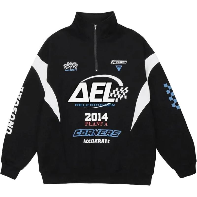 Aelfric Eden Oversized Crewneck Sweatshirts for Men Vintage Graphic Pullover Loose Fit Streetwear Long Sleeve TopC02black