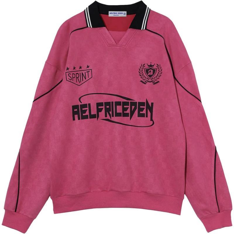 Aelfric Eden Oversized Crewneck Sweatshirts for Men Vintage Graphic Pullover Loose Fit Streetwear Long Sleeve TopE04letter Print amp Rose