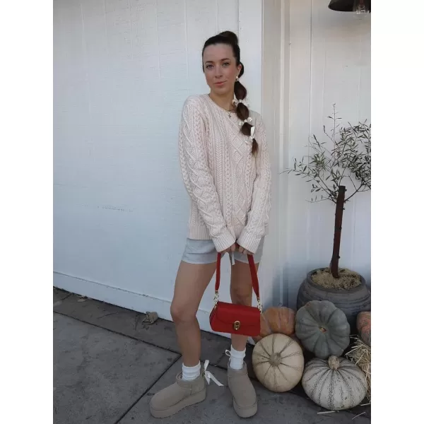 Aelfric Eden Cable Knit Sweater Women Vintage Chunky Cream Sweater Men Woven Crewneck Knitted Pullover White605beige