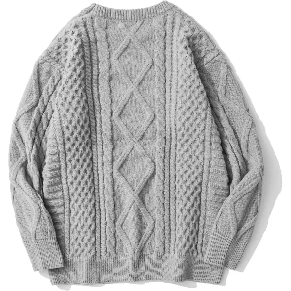 Aelfric Eden Cable Knit Sweater Women Vintage Chunky Cream Sweater Men Woven Crewneck Knitted Pullover WhiteX12 Lightgrey